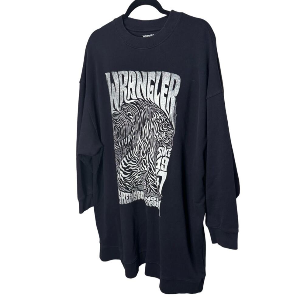 Wrangler Graphic Sweatshirt Dress Size L Black Oversized - Picture 3 of 6